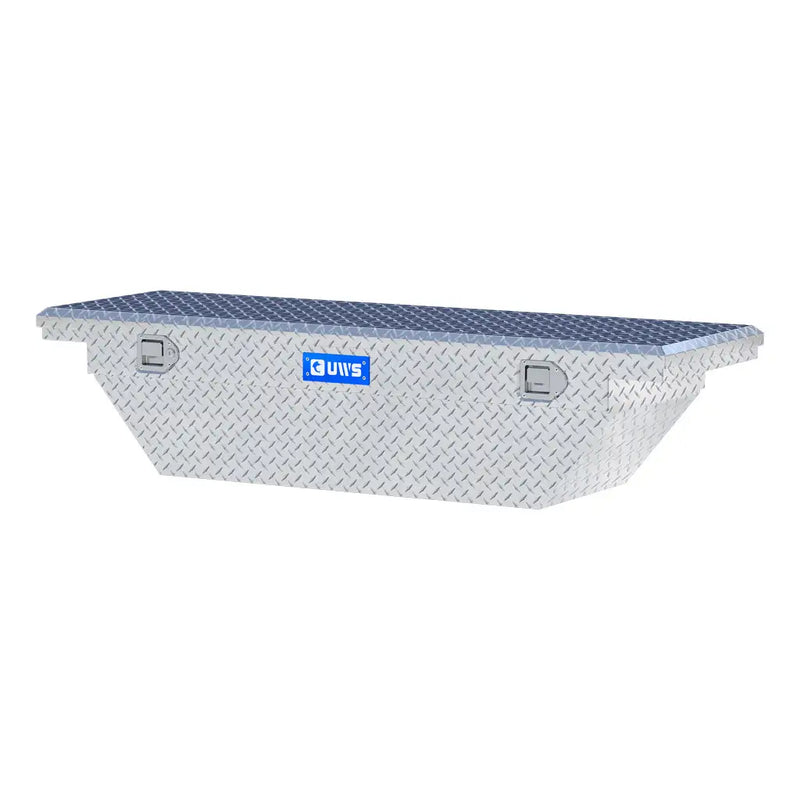UWS TBS-63-A-LP 63" bright aluminum crossover truck tool box, rear elevation