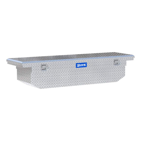 UWS TBS-69-A-LP 69" bright aluminum crossover truck tool box, front three-quarter studio render