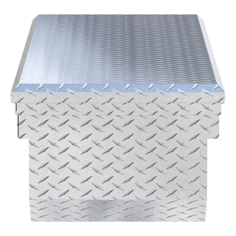 UWS TBS-69-A-LP 69" bright aluminum crossover truck tool box, end elevation