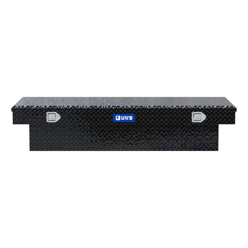 UWS TBS-69-LBTA-BLK 69" gloss black crossover truck tool box, front elevation