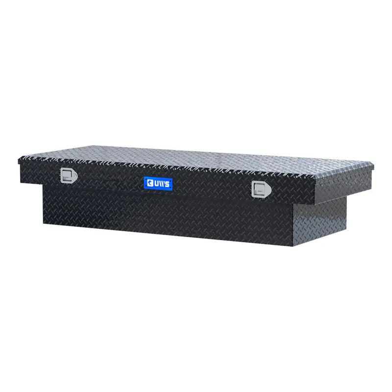 UWS TBS-69-LBTA-BLK 69" gloss black crossover truck tool box, rear elevation