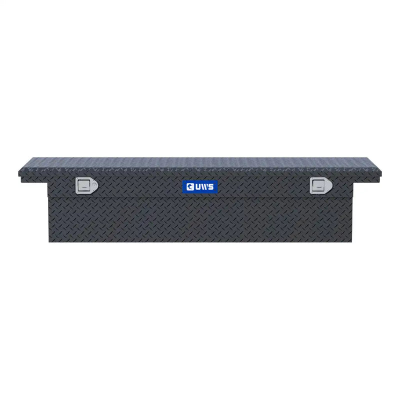 UWS TBS-69-LP-MB 69" matte black crossover truck tool box, front elevation