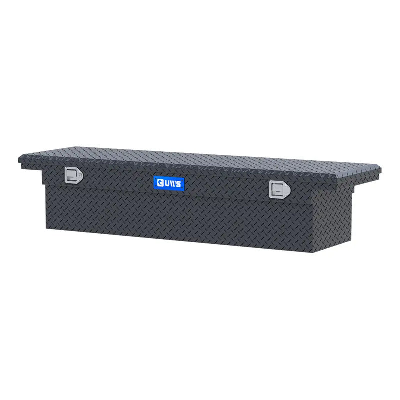 UWS TBS-69-LP-MB 69" matte black crossover truck tool box, rear elevation