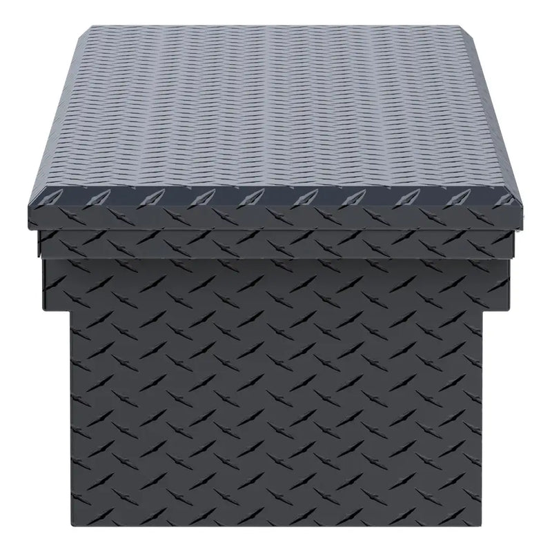 UWS TBS-69-LP-MB 69" matte black crossover truck tool box, end elevation