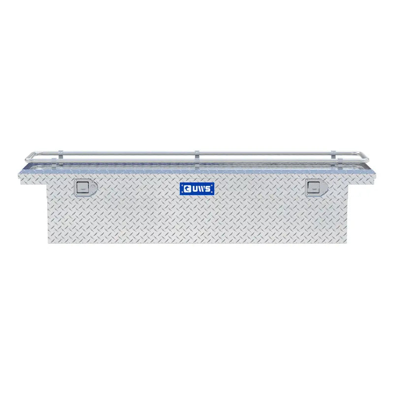 UWS TBS-69-LP-R 69" bright aluminum crossover truck tool box, front elevation