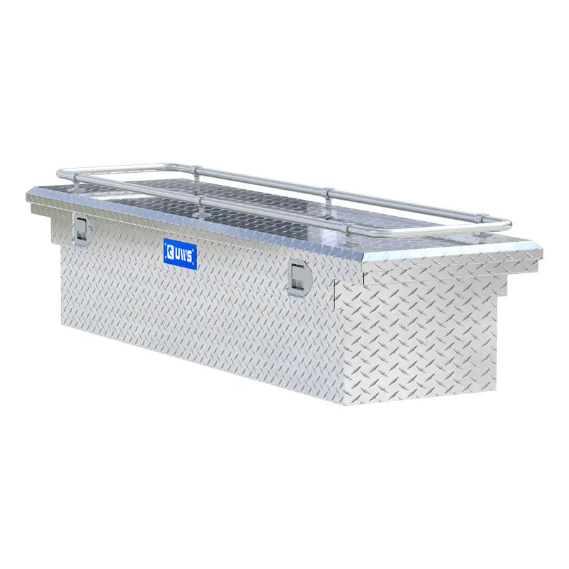 UWS TBS-69-LP-R 69" bright aluminum crossover truck tool box, top-down view