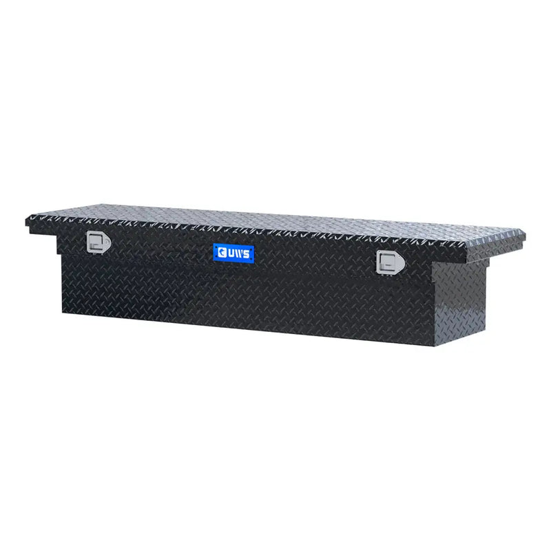 UWS TBS-72-LP-BLK 72" gloss black crossover truck tool box, rear elevation