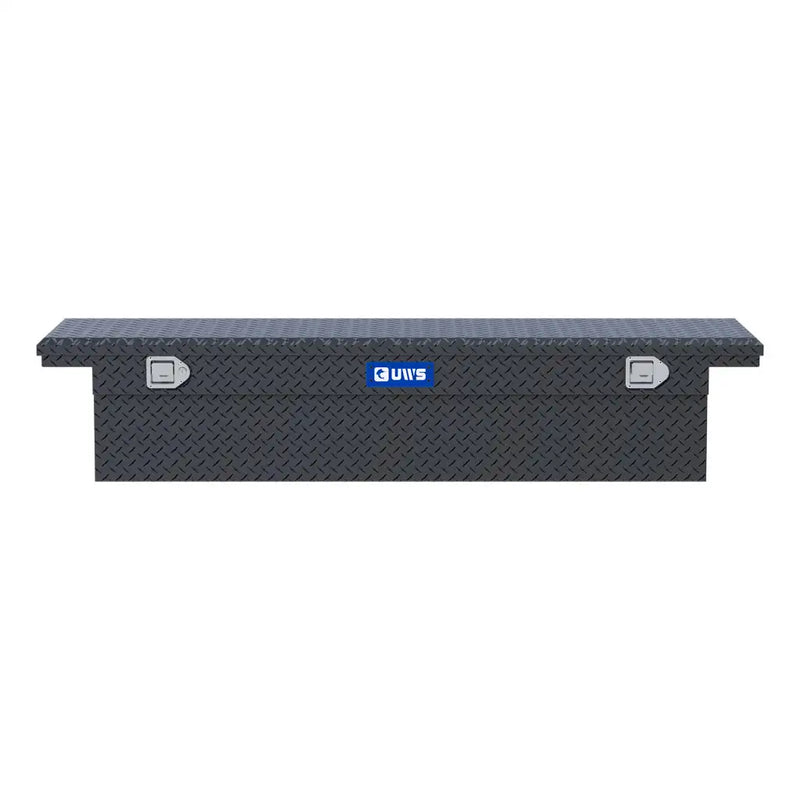 UWS TBS-72-LP-MB 72" matte black crossover truck tool box, front elevation