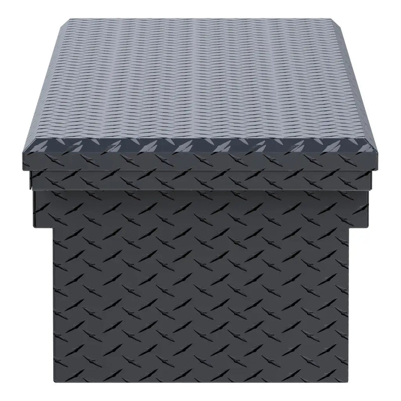 UWS TBS-72-LP-MB 72" matte black crossover truck tool box, end elevation