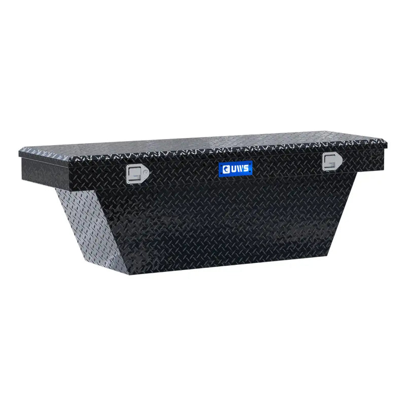 UWS TBSD-63A-BLK 63" gloss black crossover truck tool box, front three-quarter studio render
