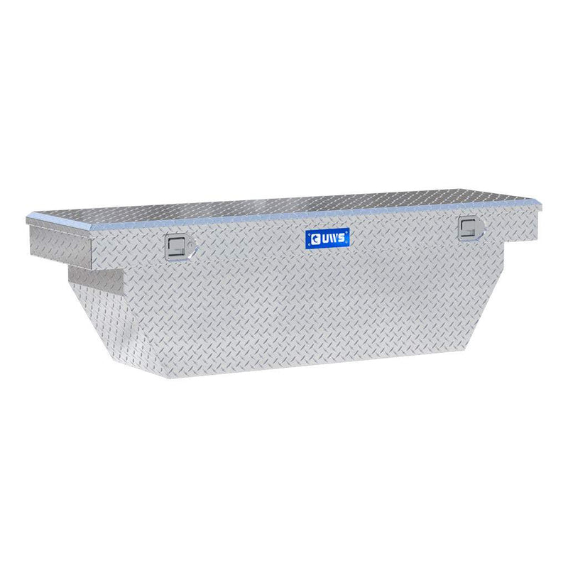 UWS TBSD-69-A 69" bright aluminum crossover truck tool box, front three-quarter studio render