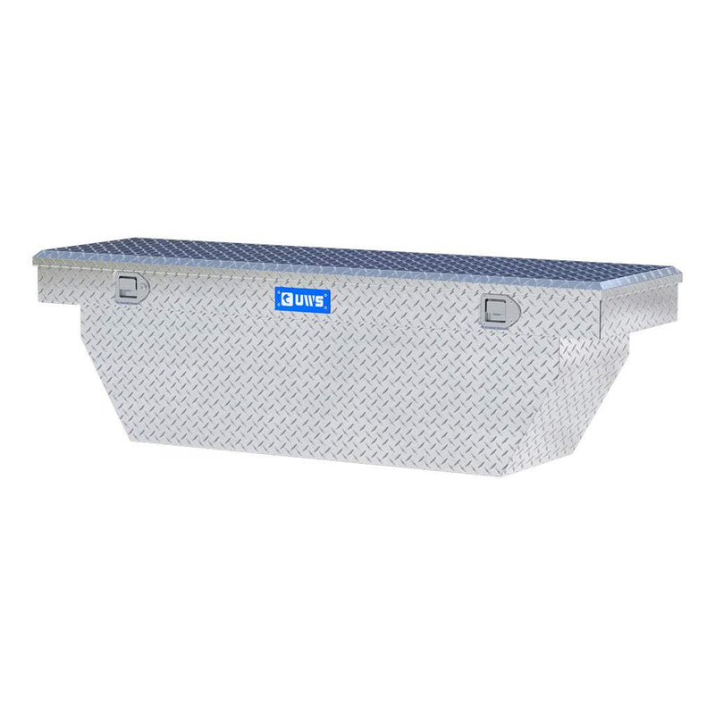 UWS TBSD-69-A 69" bright aluminum crossover truck tool box, rear elevation