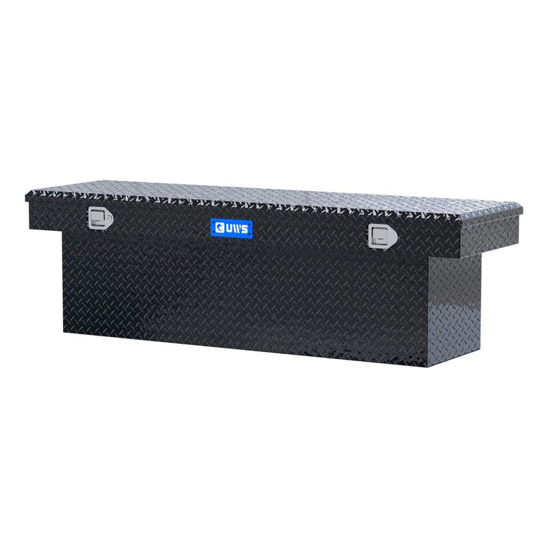 UWS TBSD-69-BLK 69" gloss black crossover truck tool box, rear elevation