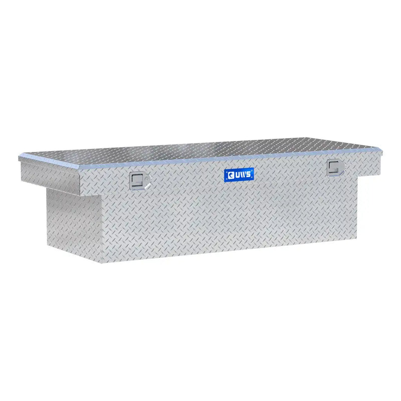 UWS TBSD-69-LBTA 69" bright aluminum crossover truck tool box, front three-quarter studio render