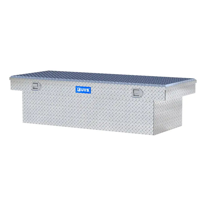 UWS TBSD-69-LBTA 69" bright aluminum crossover truck tool box, rear elevation