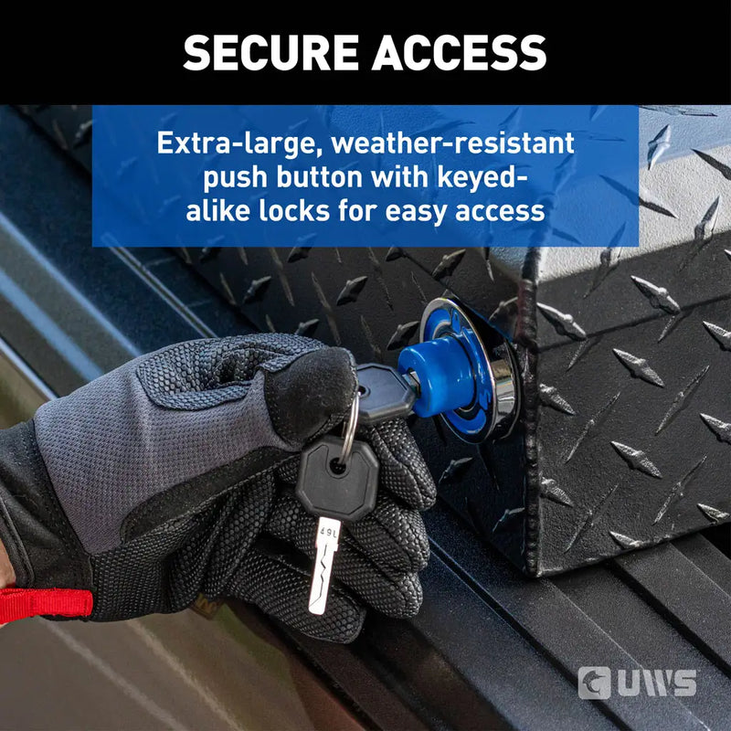 UWS 69" Deep Push Button Crossover Truck Tool Box, Matte Black Aluminum, additional manufacturer frame