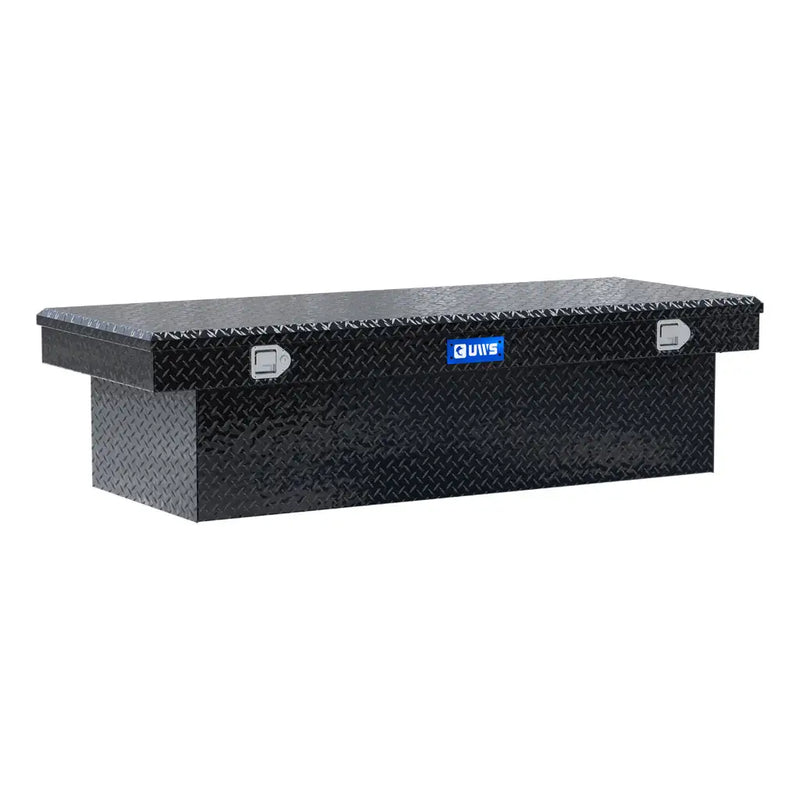 UWS TBSD-72-LBTA-B 72" gloss black crossover truck tool box, front three-quarter studio render