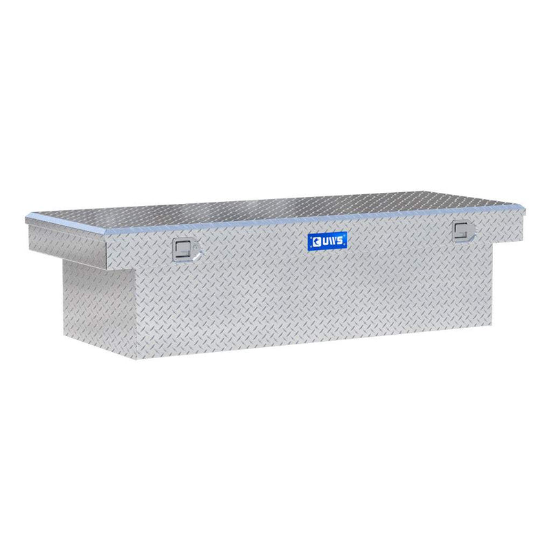 UWS TBSD-72-LBTA 72" bright aluminum crossover truck tool box, front three-quarter studio render