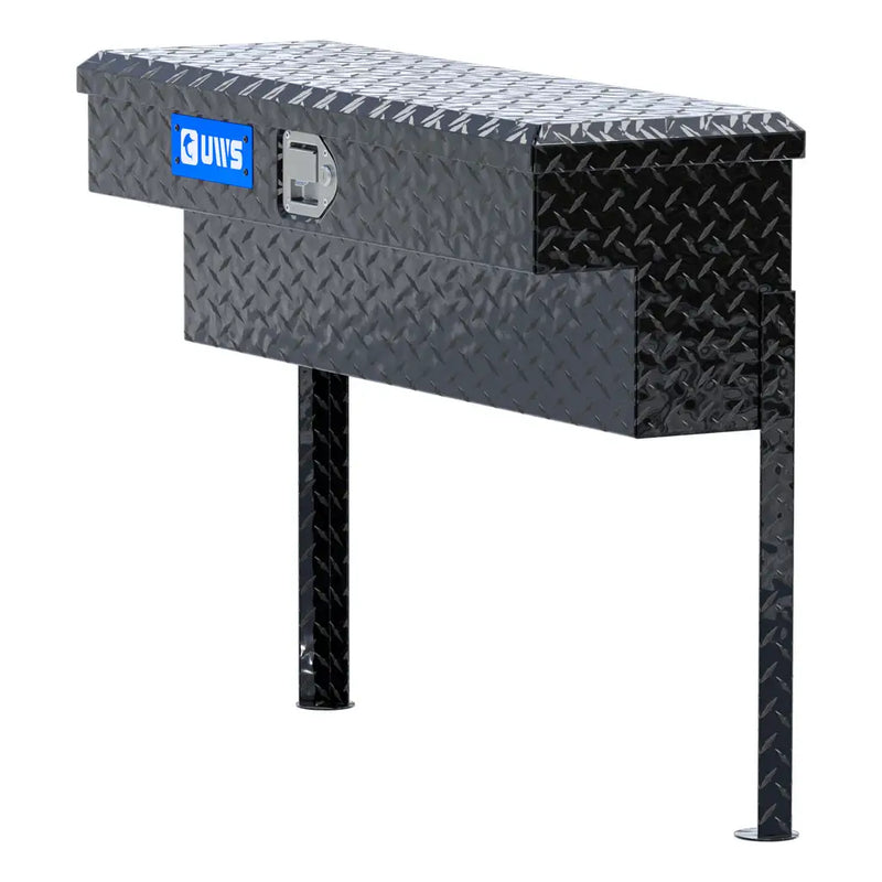 UWS 36" Truck Side Tool Box, Gloss Black Aluminum, hero, front three-quarter studio view on white