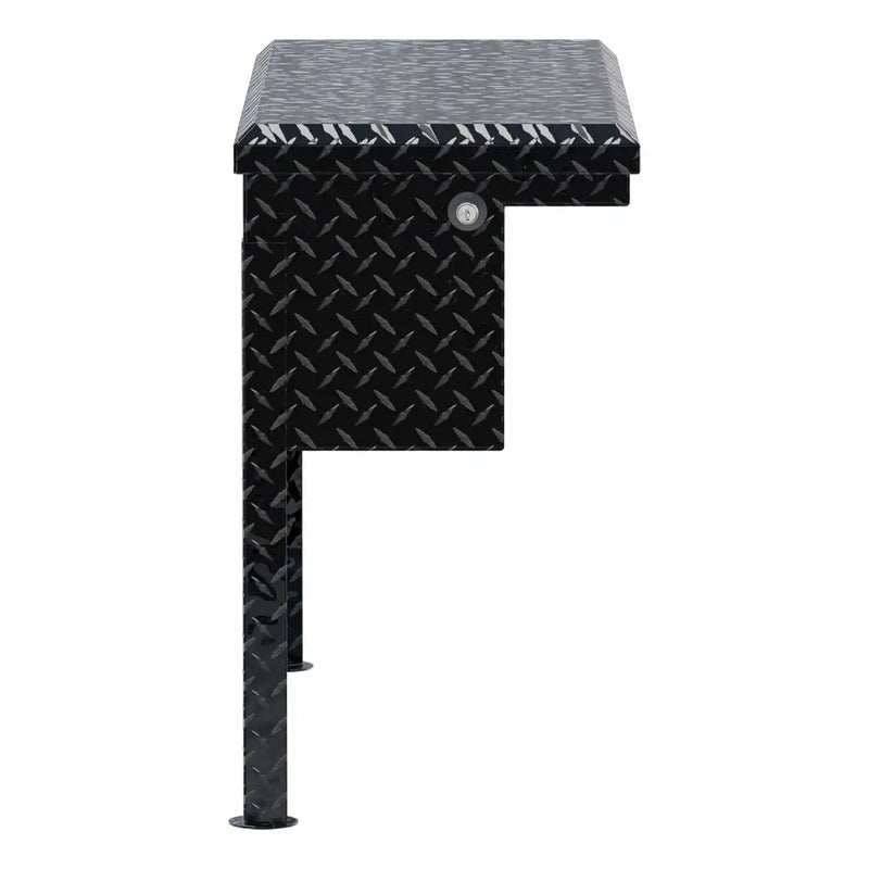 UWS 36" Low Profile Truck Side Tool Box, Gloss Black Aluminum, studio angle, front elevation