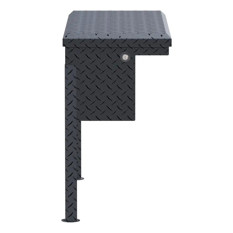 UWS 36" Low Profile Truck Side Tool Box, Matte Black Aluminum, studio angle, front elevation