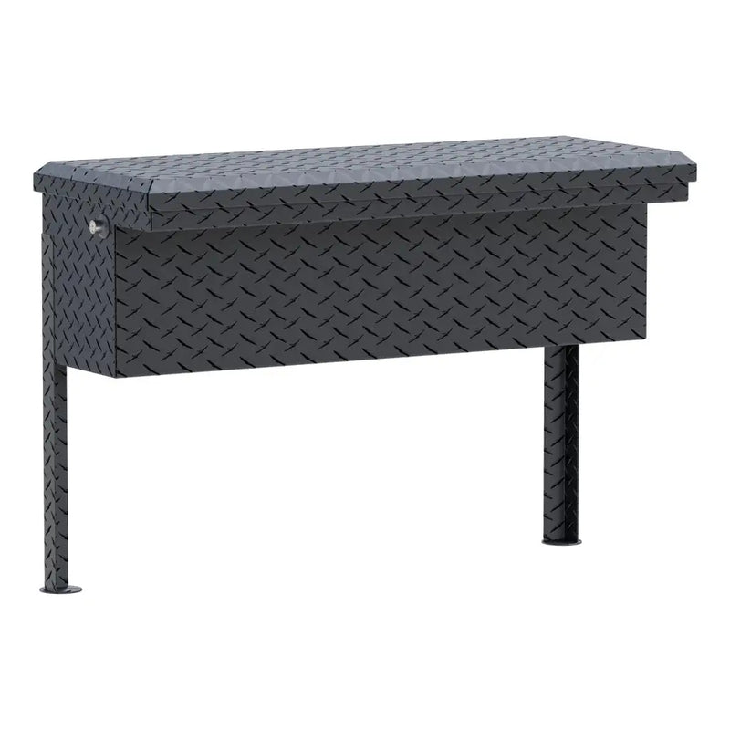 UWS 36" Low Profile Truck Side Tool Box, Matte Black Aluminum, studio angle, opened from the side