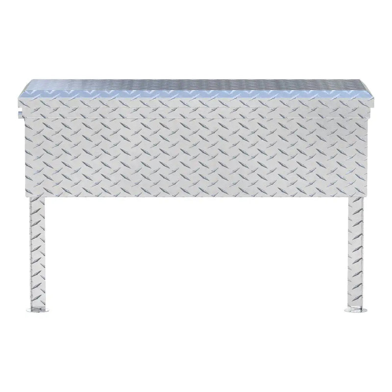 UWS 36" Low Profile Truck Side Tool Box, Bright Aluminum, studio angle, fully open