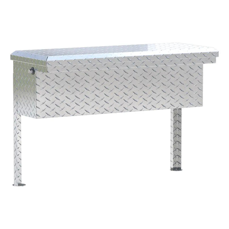 UWS 36" Low Profile Truck Side Tool Box, Bright Aluminum, studio angle, opened from the side