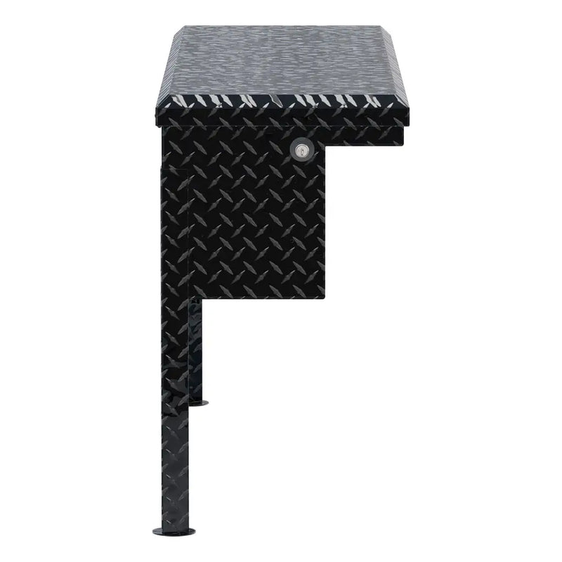 UWS 48" Low Profile Truck Side Tool Box, Gloss Black Aluminum, studio angle, front elevation