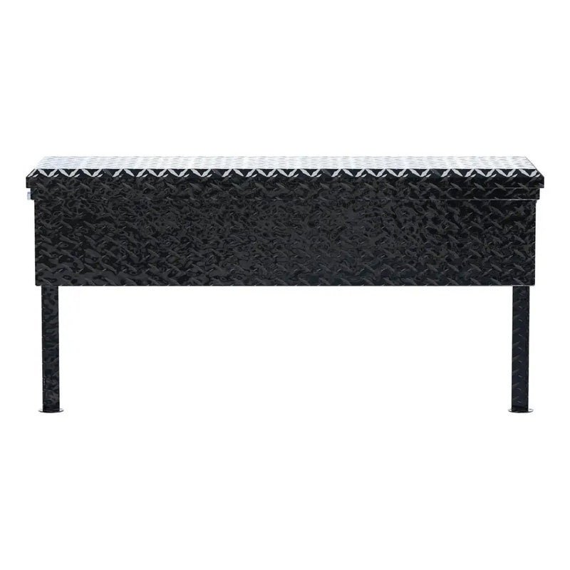 UWS 48" Low Profile Truck Side Tool Box, Gloss Black Aluminum, studio angle, fully open