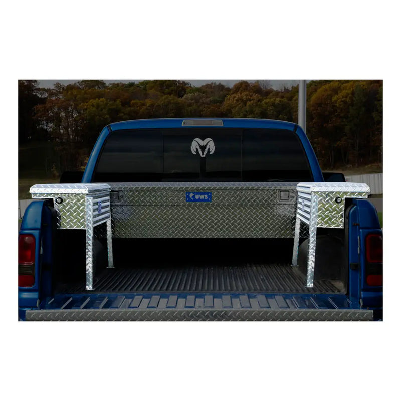 UWS 48" Low Profile Truck Side Tool Box, Bright Aluminum, in use on a truck