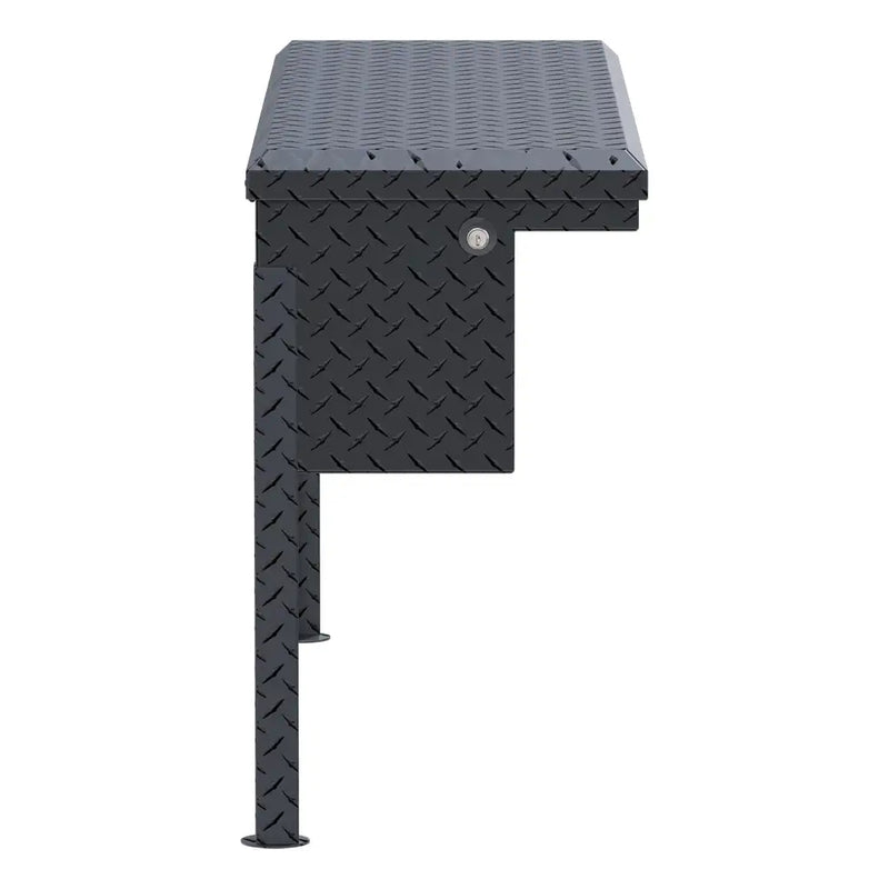 UWS 48" Low Profile Truck Side Tool Box, Matte Black Aluminum, studio angle, front elevation
