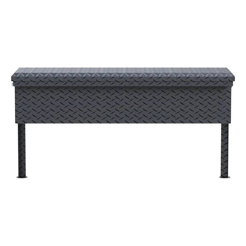 UWS 48" Low Profile Truck Side Tool Box, Matte Black Aluminum, studio angle, fully open