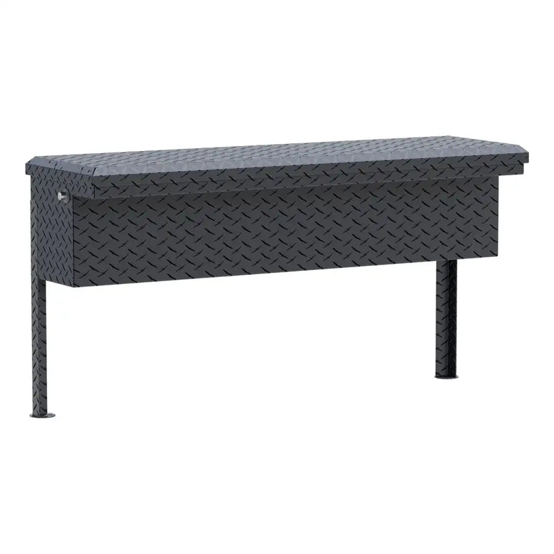 UWS 48" Low Profile Truck Side Tool Box, Matte Black Aluminum, studio angle, opened from the side