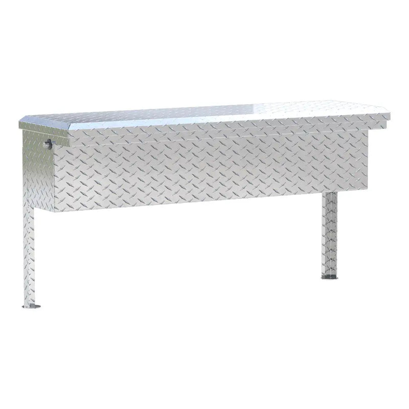 UWS 48" Low Profile Truck Side Tool Box, Bright Aluminum, studio angle, opened from the side