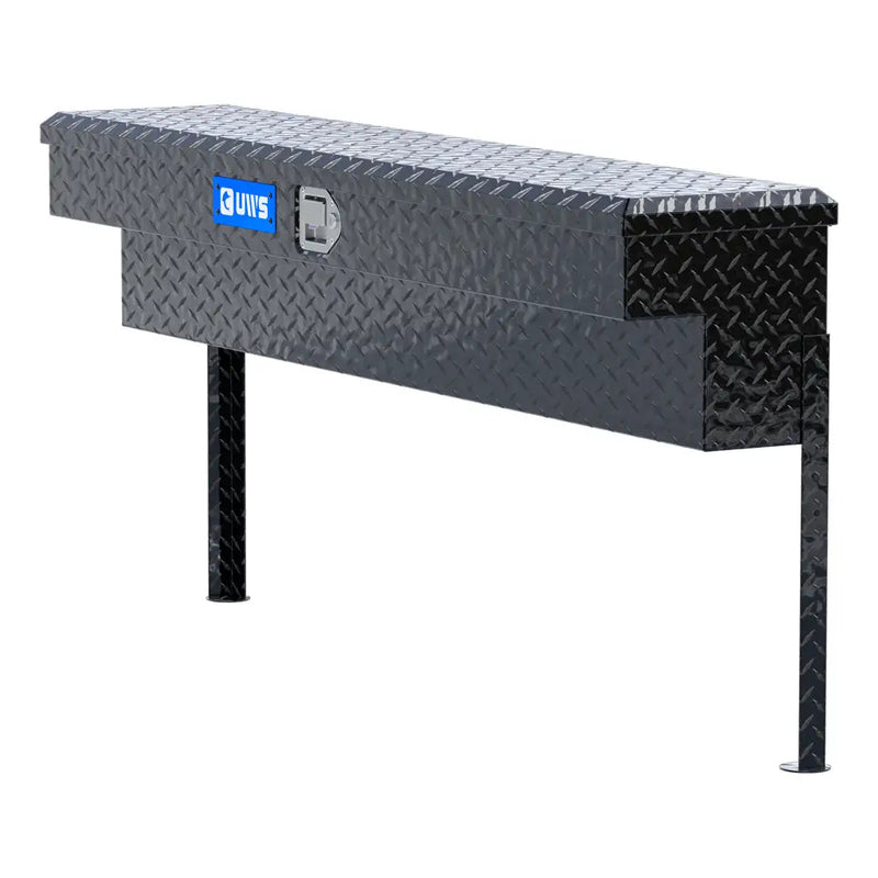 UWS 60" Truck Side Tool Box, Gloss Black Aluminum, hero, front three-quarter studio view on white