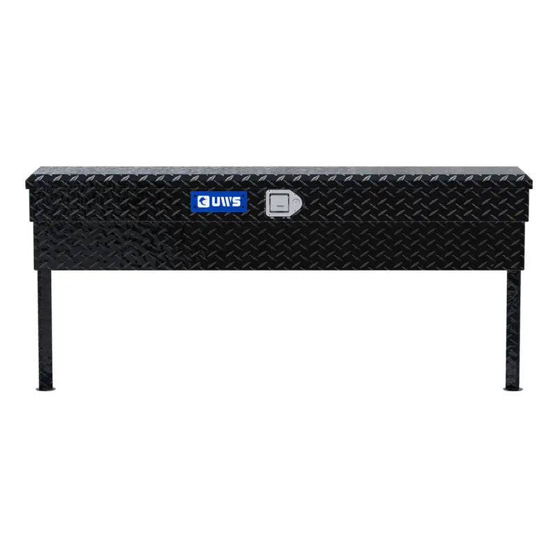 UWS 60" Truck Side Tool Box, Gloss Black Aluminum, studio angle, front elevation