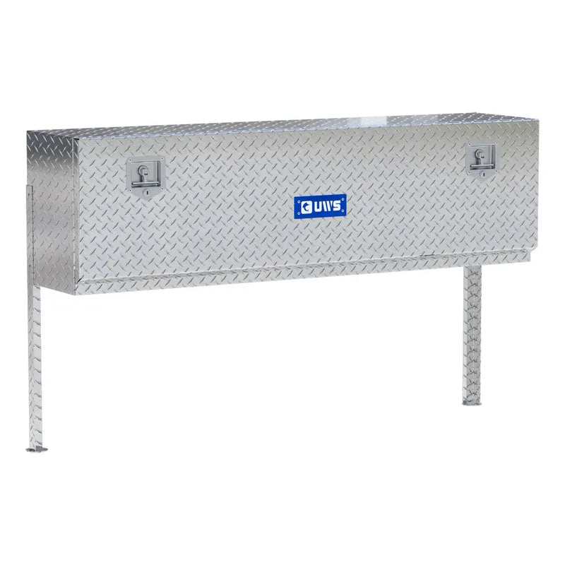 UWS 60" Topside Truck Tool Box, Single-Door Bright Aluminum, studio angle, opened from the side