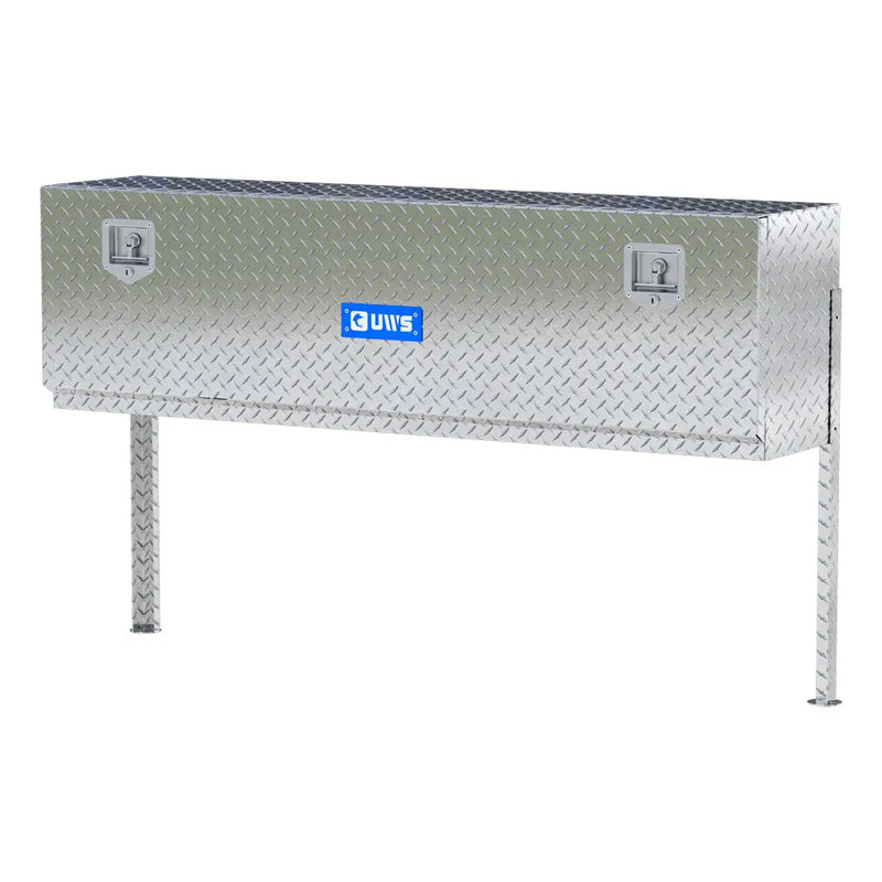 UWS 60" Topside Truck Tool Box, Single-Door Bright Aluminum, studio angle, opened