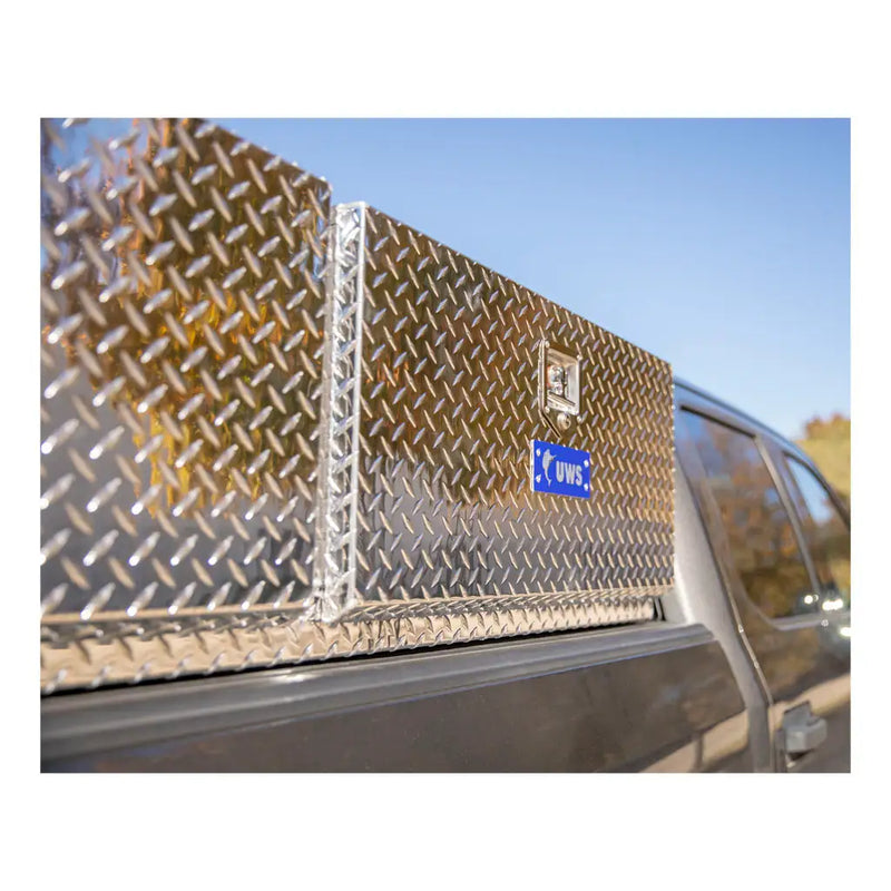 UWS 72" Topside Truck Tool Box, Double-Door Bright Aluminum, in use on a truck (view 3)