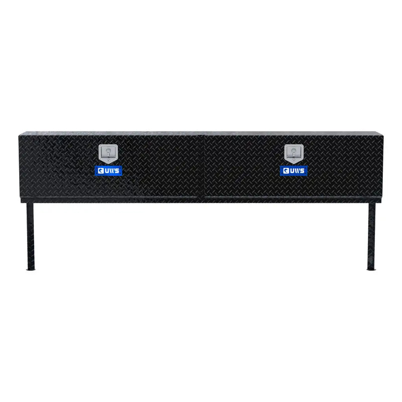 UWS 90" Topside Truck Tool Box, Double-Door Gloss Black Aluminum, studio angle, front elevation