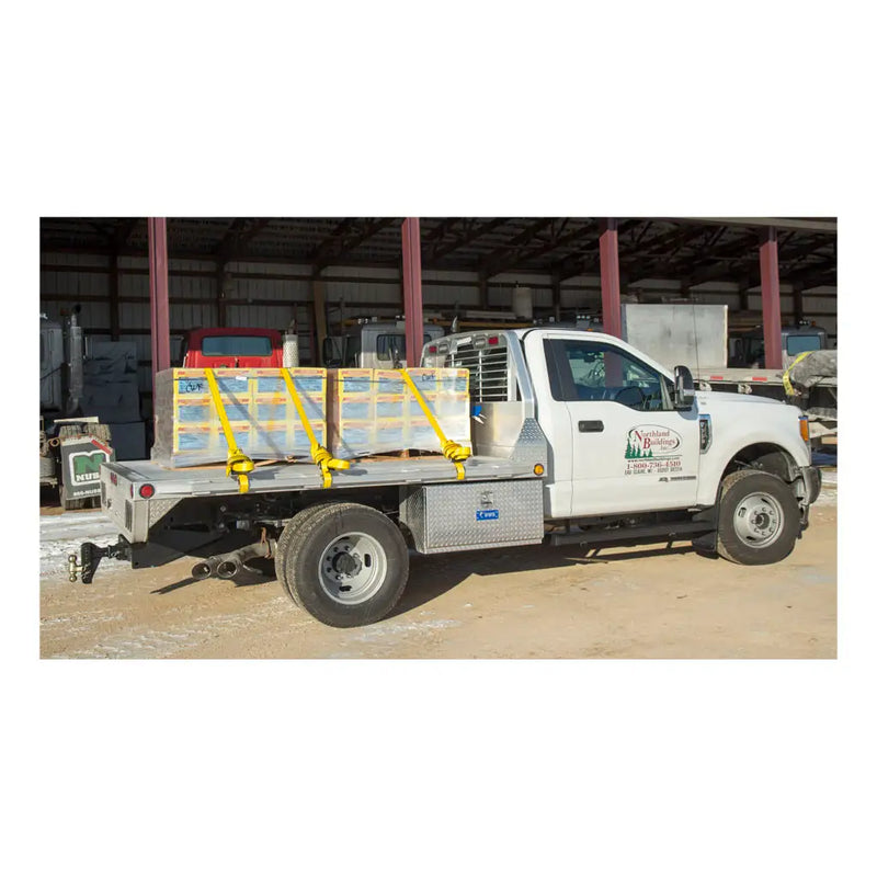 UWS 36" Underbody Truck Tool Box, Single-Door Bright Aluminum, in use on a truck