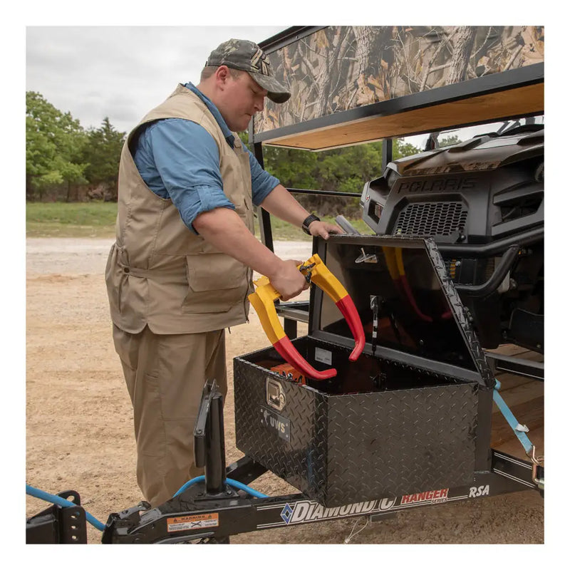 UWS 34" Low Profile Trailer Tongue Box, Gloss Black Aluminum, in use on a truck (view 2)