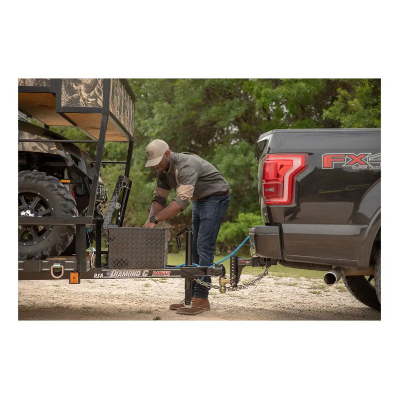 UWS 34" Low Profile Trailer Tongue Box, Gloss Black Aluminum, in use on a truck (view 3)