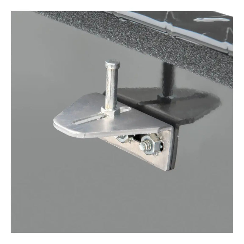 UWS 34" Low Profile Trailer Tongue Box, Gloss Black Aluminum, manufacturer panel illustrating the RigidCore foam-filled lid