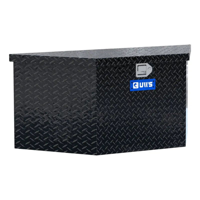 UWS 49" Trailer Tongue Box, Gloss Black Aluminum, hero, front three-quarter studio view on white