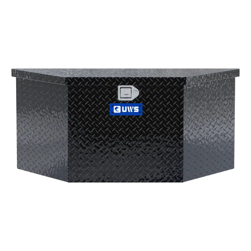UWS 49" Trailer Tongue Box, Gloss Black Aluminum, studio angle, front elevation