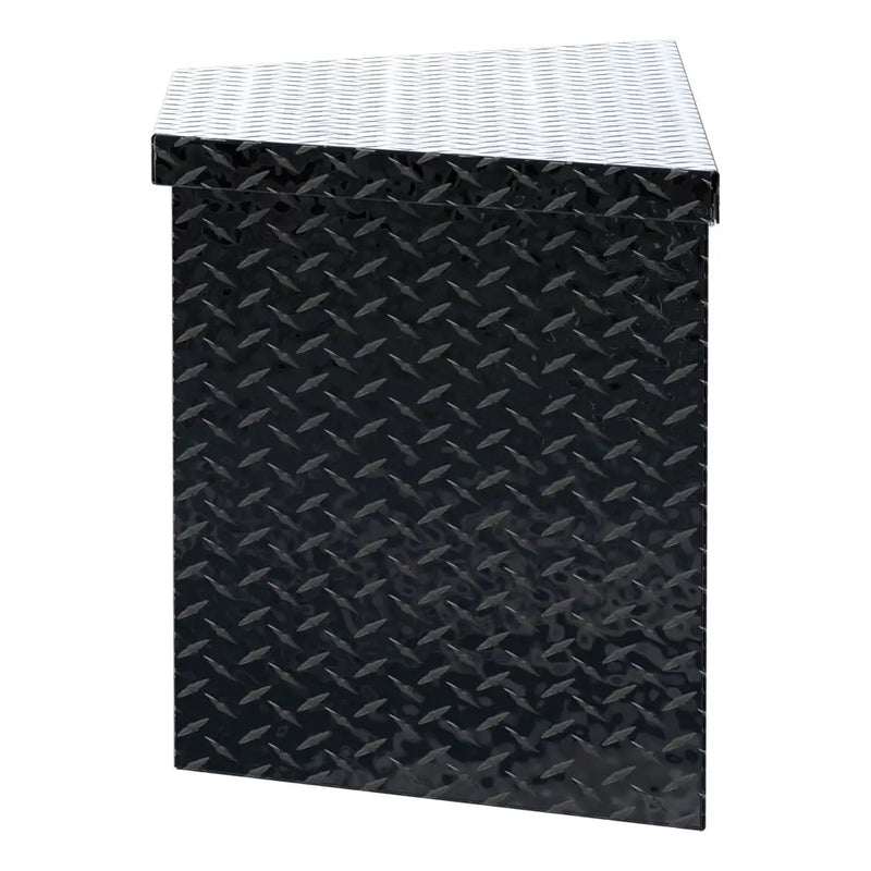UWS 49" Trailer Tongue Box, Gloss Black Aluminum, studio angle, fully open