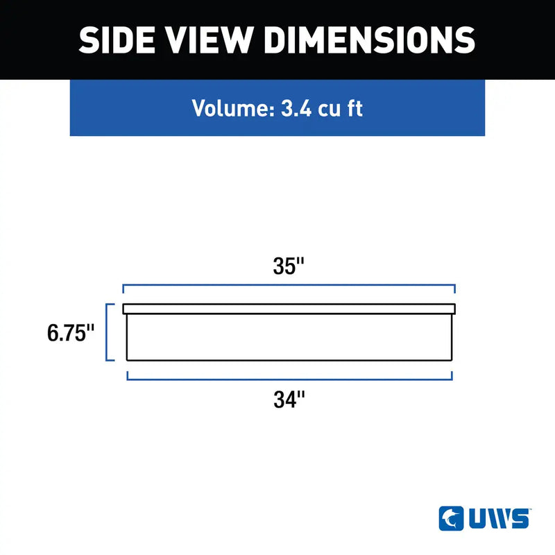 UWS side view dimension drawing for the TCB-34
