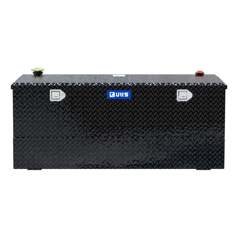 UWS TT-100-CB-B 100-gallon combo transfer tank in gloss black, straight-on front view